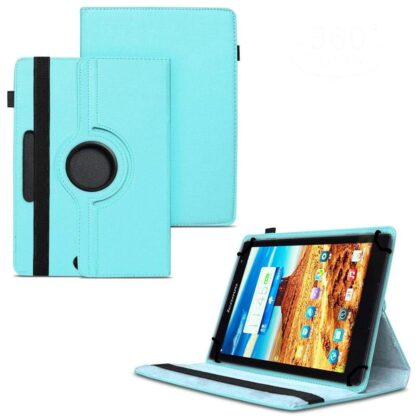 TGK 360 Degree Rotating Universal 3 Camera Hole Leather Stand Case Cover for Lenovo S8-50 8 inch Tablet-Sky Blue