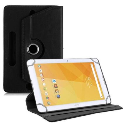 TGK Universal 360 Degree Rotating Leather Rotary Swivel Stand Case Cover for Acer Iconia One 10 inch Tablet – Black
