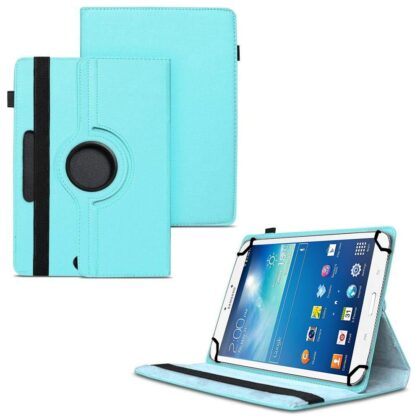 TGK 360 Degree Rotating Universal 3 Camera Hole Leather Stand Case Cover for Samsung Galaxy TAB 3 8.0 SM-T315-Sky Blue