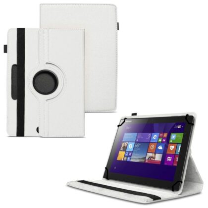 TGK 360 Degree Rotating Universal 3 Camera Hole Leather Stand Case Cover for Lenovo Ideatab MIIX 3-1030 Tablet PC 10.1 Inch – White