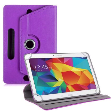 TGK 360 Degree Rotating Leather Rotary Swivel Stand Case Cover for Samsung Galaxy Tab 4 10.1 SM-T530 Tablet (Purple)