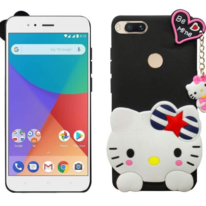 TGK Kitty Mobile Covers, Silicone Back Case Compatible for Xiaomi Mi A1 Cover (Black)