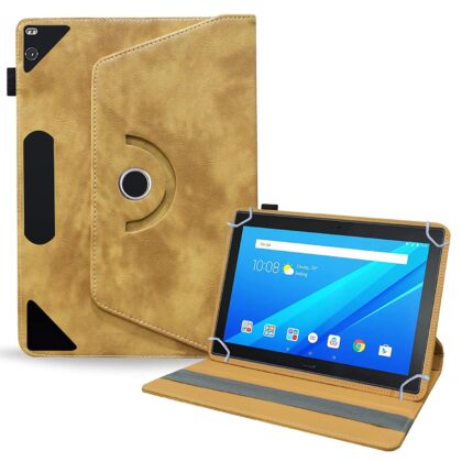 TGK Rotating Leather Flip Stand Case for Lenovo Tab 4 10 Plus Cover 10.1 inch Tablet (Desert Brown)
