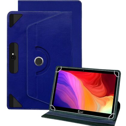 TGK Universal 360 Degree Rotating Leather Rotary Swivel Stand Case Cover for Wishtel IRA ZPAD 10.1 inch Tablet (Dark Blue)