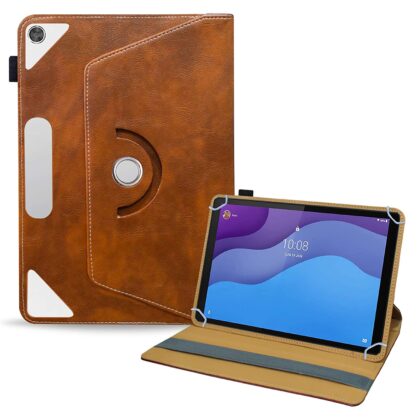 TGK Rotating Leather Flip Case Tablet Stand for Lenovo Tab M10 Cover HD 10.1 Inch 2020 2nd Gen MODEL TB-X306X / TB-X306F (Amber-Orange)