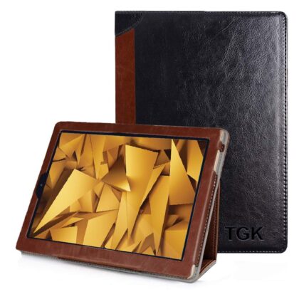 TGK Genuine Leather Ultra Compact Slim Folding Folio Cover Case for iBall Slide Elan 4G2 Tablet (10.1 inch) – Black
