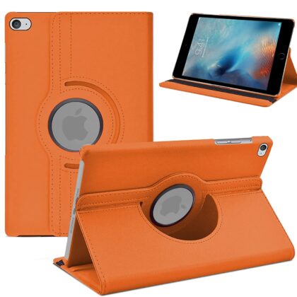 TGK 360 Degree Rotating Leather Case Cover Stand for iPad Mini 4 Cover 7.9 inch 2015 [Mini 4th Gen] A1538 A1550 MK8A2HN/A MK882HN/A MK8C2HN/A MK862HN/A MK892HN/A MK872HN/A (Orange)