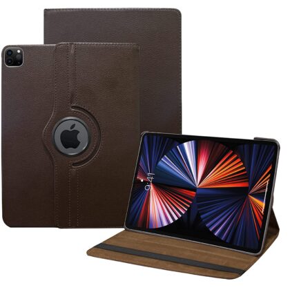 TGK 360 Degree Rotating Leather Smart Rotary Swivel Stand Case Cover Compatible for New iPad Pro 12.9 inch 2021 Release (5th Generation) (Brown)