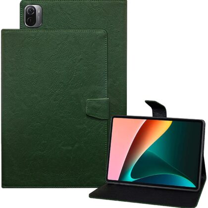 TGK Plain Design Leather Flip Stand Case Cover for Xiaomi Mi Pad 5 Cover 11 inch Tablet (Green)