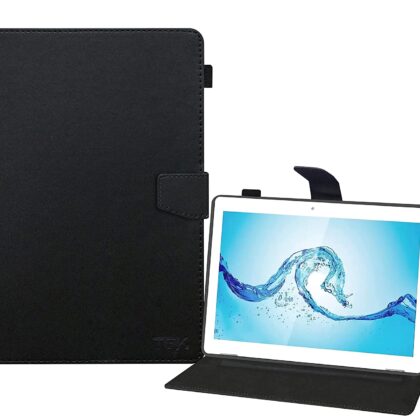 TGK Leather Flip Stand Case Cover for Acer One 10 T8-129L Tablet 10.1 Inch with Stylus Holder, Black