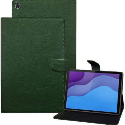 TGK Plain Design Leather Flip Stand Case Cover for Lenovo Tab M10 HD 2nd Gen TB-X306X / Smart Tab M10 HD 2nd Gen TB-X306F (Green)