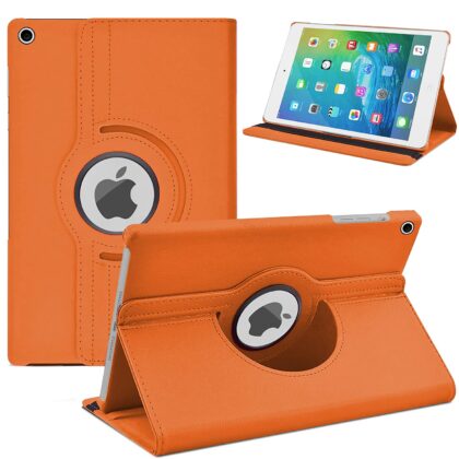 TGK 360 Degree Rotating Leather Smart Case Cover Stand Auto Sleep/Wake Function for iPad Mini 2 Cover, Mini 3, Mini 1 (7.9 Inch) Model A1432 A1454 A1455 A1489 A1490 A1491 A1599 A1600 – Orange