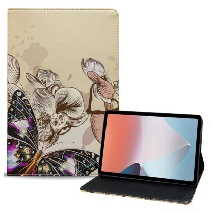 TGK Printed Classic Design with Viewing Stand Leather Flip Case Cover for Oppo Pad Air 10.36 inch Tablet with Precise Cutouts (Dual Butterfly Pattern)