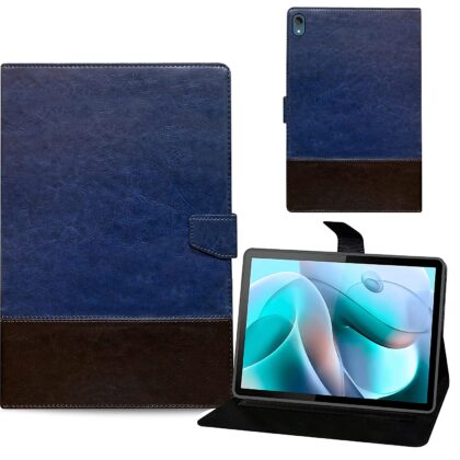 TGK Dual Color Leather Flip Stand Case Cover for Motorola Moto Tab G70 LTE 11 inch Tablet (Blue, Brown)