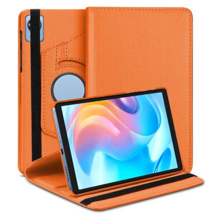TGK 360 Degree Rotating Leather Stand Case Cover for Realme Pad Mini 8.68 inch Tablet (Orange)