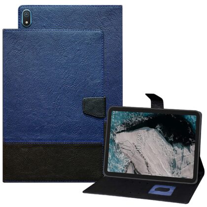 TGK Dual Color Design Leather Flip Case Cover for Nokia Tab T20 10.36 inch Tablet (Blue, Black)