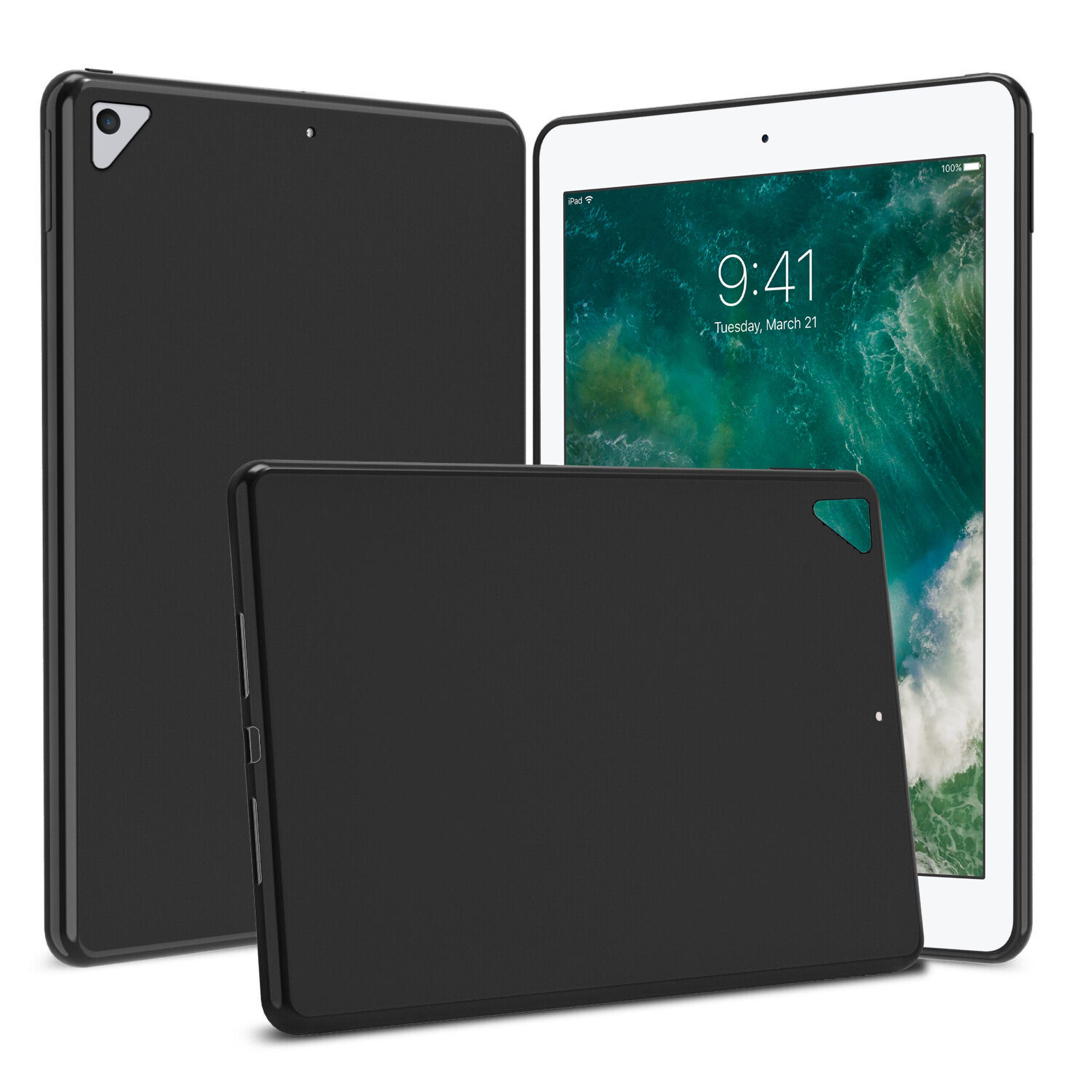 TGK Soft Silicon TPU Back Case Cover for iPad 9.7 inch 5th 6th Gen / Air 2 / Air 1 / Pro 9.7 inch, Black