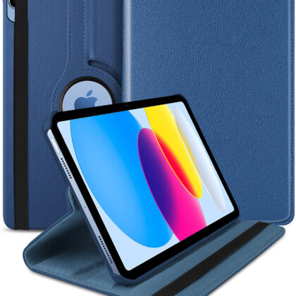 TGK 360 Degree Rotating Leather Stand Case Cover for Apple iPad 10th Gen 10.9 inch 2022 (A2757 / A2777 / A2696), Dark Blue