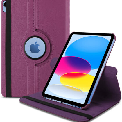 TGK 360 Degree Rotating Leather Stand Case Cover for Apple iPad 10th Gen 10.9 inch 2022 (A2757 / A2777 / A2696), Purple