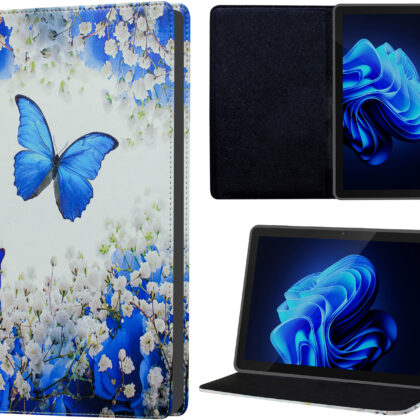 TGK Printed Classic Design Leather Stand Flip Case Cover for Itel PAD ONE 10.1 inch Tablet (Butterfly & Flowers)