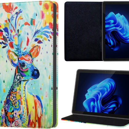 TGK Printed Classic Design Leather Stand Flip Case Cover for Itel PAD ONE 10.1 inch Tablet (Deer Painting)
