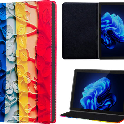 TGK Printed Classic Design Leather Stand Flip Case Cover for Itel PAD ONE 10.1 inch Tablet (Leaf Pattern)