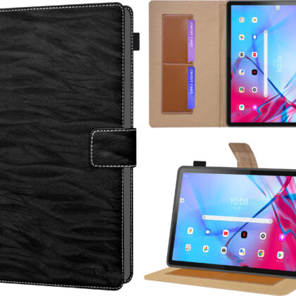 TGK Pattern Leather Stand Flip Case Cover for Lenovo Tab P11 5G TB-J607Z 11 inch Tablet (Black)