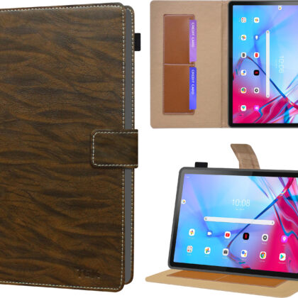 TGK Pattern Leather Stand Flip Case Cover for Lenovo Tab P11 5G TB-J607Z 11 inch Tablet (Dark Brown)