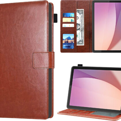 TGK Multi Protective Wallet Leather Flip Stand Case Cover for Lenovo Tab M9 22.86 cm (9 inch) TB310XU / TB310FU (Brown)