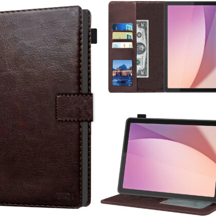 TGK Multi Protective Wallet Leather Flip Stand Case Cover for Lenovo Tab M9 22.86 cm (9 inch) TB310XU / TB310FU (Dark Brown)