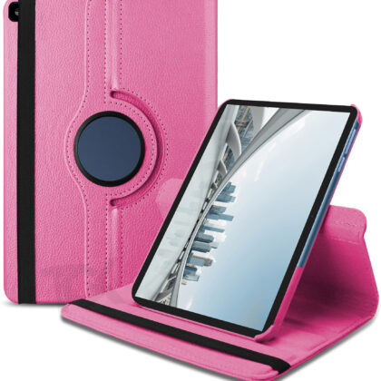 TGK Rotating Leather Flip Case Cover for Honor Pad X8 10.1 inch (Hot Pink)