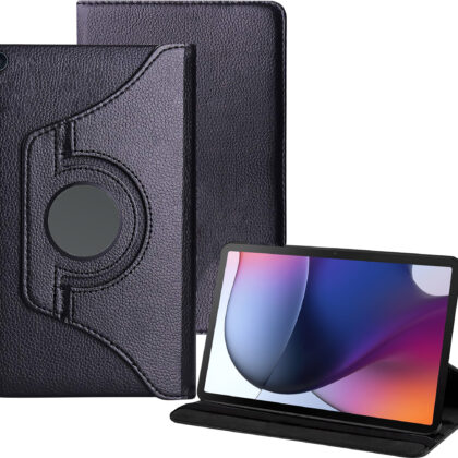 TGK 360 Rotatable Smart Flip Case Cover for Motorola Moto Tab G62 10.6 inch Tablet (Black)