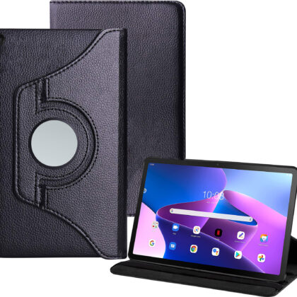 TGK 360 Rotatable Smart Flip Case Cover for Lenovo Tab M10 Plus (3rd Gen) 10.6 inch Tablet TB125FU / TB128XU (Black)