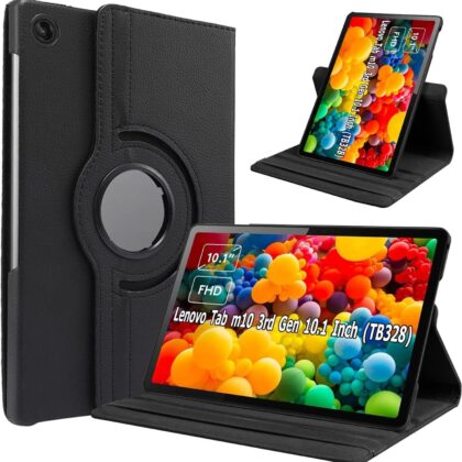 TGK 360 Rotatable Smart Flip Case Cover for Lenovo Tab M10 FHD 3rd Gen 10.1 inch (25.65 cm) Model TB328FU / TB328XU (Black)