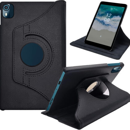 TGK 360 Rotatable Smart Flip Case Cover for Nokia Tab T10 8 inch Tablet (Black)