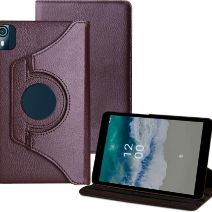 TGK 360 Rotatable Smart Flip Case Cover for Nokia Tab T10 8 inch Tablet (Brown)