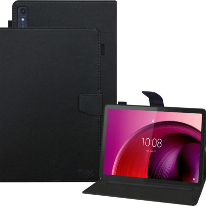 TGK Executive Leather Flip Stand Case Cover for Lenovo Tab M10 5G 10.6 inch (26.9cm), Black