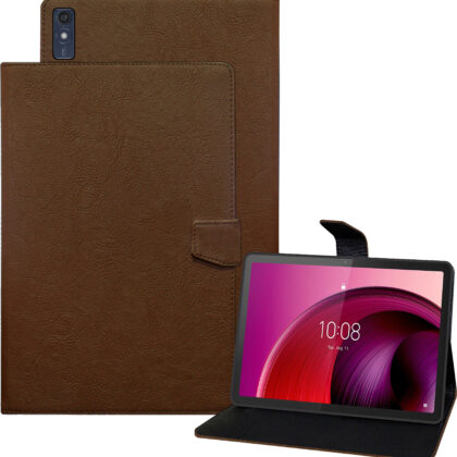 TGK Plain Design Leather Flip Stand Case Cover for Lenovo Tab M10 5G 10.6 inch (26.9cm) (Brown)