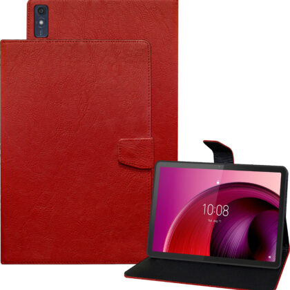 TGK Plain Design Leather Flip Stand Case Cover for Lenovo Tab M10 5G 10.6 inch (26.9cm) (Red)