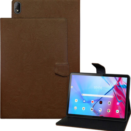 TGK Plain Design Leather Flip Stand Case Cover for Lenovo Tab P11 5G FHD 11 inch (27.94 cm) Tablet (Brown)