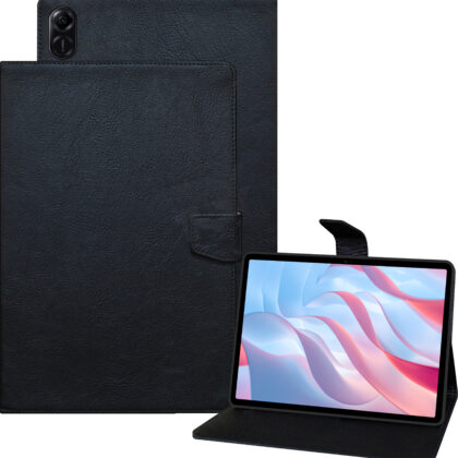 TGK Plain Design Leather Flip Stand Case Cover for HONOR Pad X9 11.5-inch (29.21 cm) Tablet (Black)