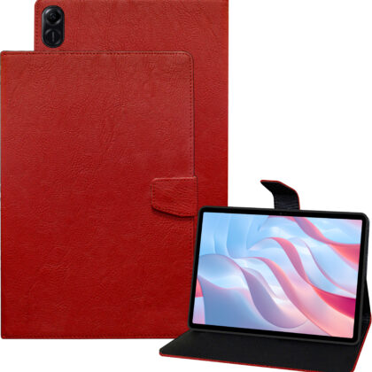 TGK Plain Design Leather Flip Stand Case Cover for HONOR Pad X9 11.5-inch (29.21 cm) Tablet (Red)
