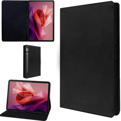 TGK Leather Flip Stand Case Cover for Lenovo Tab P12 12.7 inch Tablet TB370FU 2023 Released (Black)