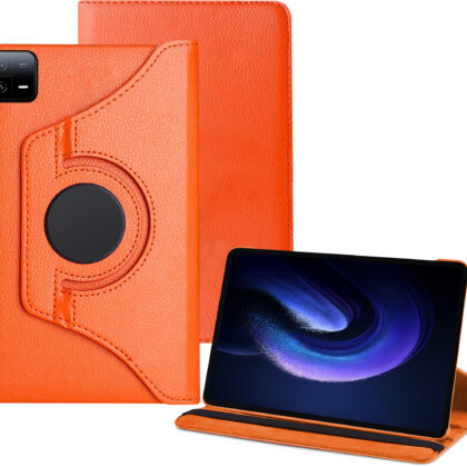 TGK 360 Degree Rotating Leather Smart Flip Case Cover for Xiaomi Mi Pad 6 11 inch (Orange)