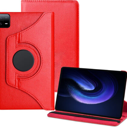 TGK 360 Degree Rotating Leather Smart Flip Case Cover for Xiaomi Mi Pad 6 11 inch (Red)