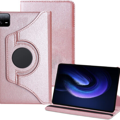 TGK 360 Degree Rotating Leather Smart Flip Case Cover for Xiaomi Mi Pad 6 11 inch (Rose Gold)