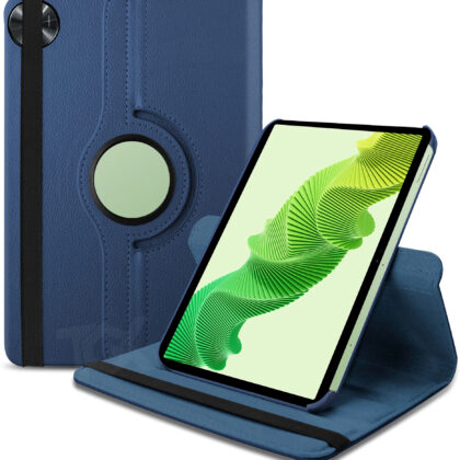 TGK 360 Degree Rotating Leather Smart Flip Case Cover for realme Pad 2 11.5 inch Tablet (Dark Blue)