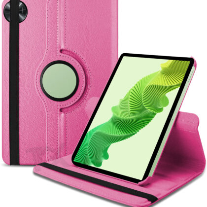 TGK 360 Degree Rotating Leather Smart Flip Case Cover for realme Pad 2 11.5 inch Tablet (Hot Pink)