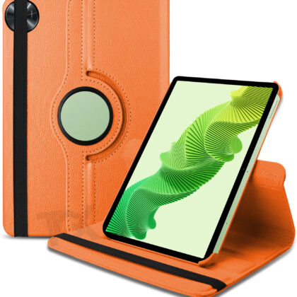 TGK 360 Degree Rotating Leather Smart Flip Case Cover for realme Pad 2 11.5 inch Tablet (Orange)