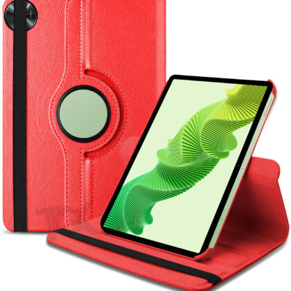TGK 360 Degree Rotating Leather Smart Flip Case Cover for realme Pad 2 11.5 inch Tablet (Red)